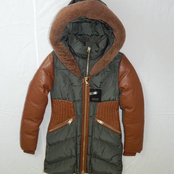 NB Series by Nicole Benisti COURVECHAL Two- tone Quilted Down Coat Fur Trim NWT - Picture 4 of 12